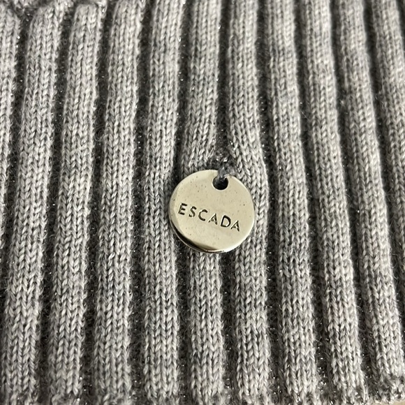 Escada Cardigan Sweater Silver Metallic Size XL Luxury Old Money - Picture 8 of 12